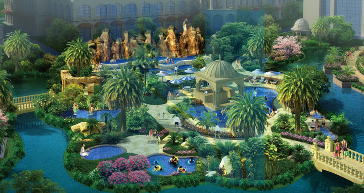 啟東海上威尼斯溫泉小鎮(zhèn)規(guī)劃土耳其溫泉設(shè)計效果圖